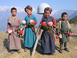 gps station and kids in Nepal